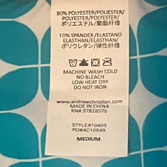 Andrew Christian Viceroy Modern Stretch Muscle Shirt Medium Aqua White - Picture 6 of 7